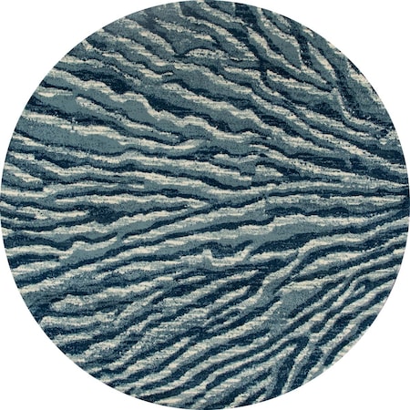 Art Carpet 8 Ft. Troy Collection Ripple Woven Round Area Rug, Blue 25900
